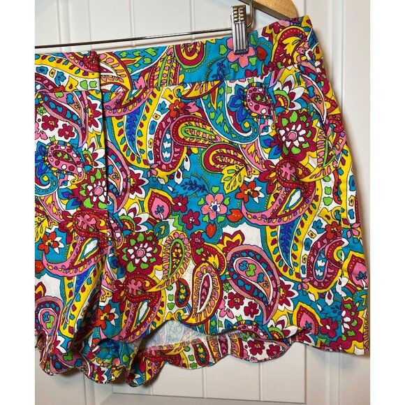 Attyre New York Womens Paisley‎ Floral Scallop Hem Shorts Size 18 Cotton Blend - Picture 2 of 7